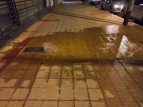 Vecinos de 60 y 15 se encuentran reclamando por una "gran perdida de agua que forma una laguna" en el medio de la vereda