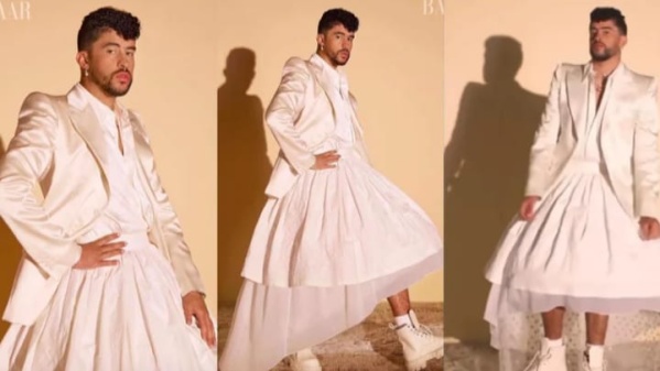 Bad Bunny posó con una sorprendente vestimenta para una revista de moda