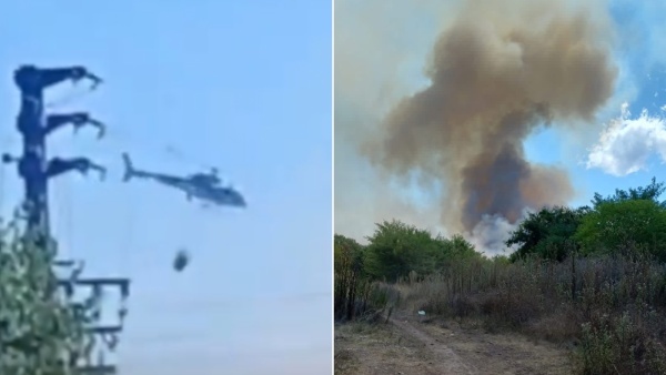 Impactante incendio en La Plata: Helic&oacute;pteros combaten el fuego en Arturo Segu&iacute;