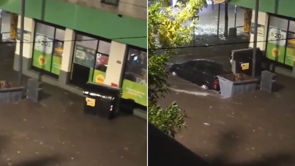 Un container de basura flot&oacute; en una calle c&eacute;ntrica de La Plata