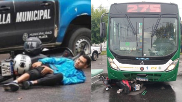 Dos motociclistas atropellados por micros en La Plata: uno qued&oacute; grave en Villa Elvira