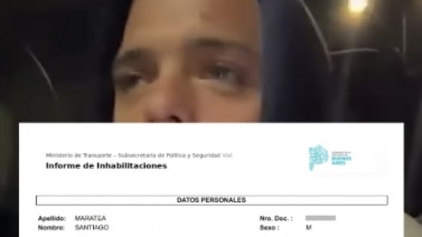 &ldquo;Extrema irresponsabilidad&rdquo;: le quitaron la licencia a Maratea por el video al volante y deber&aacute; rendir de nuevo
