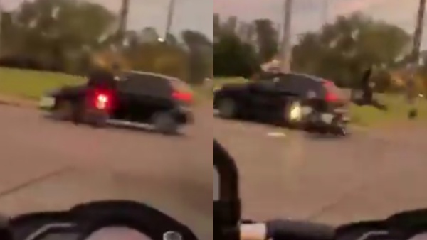 Un motociclista repartidor film&oacute; el choque entre un auto y otra moto en La Plata