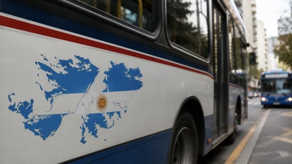 El Gobierno neg&oacute; haber ordenado quitar los stickers de Malvinas de colectivos y cruz&oacute; con dureza a un periodista