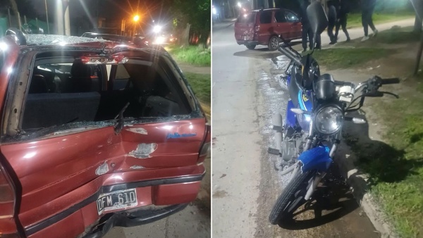 Violento choque en La Plata: un motociclista impact&oacute; contra un auto, rompi&oacute; la luneta con la cabeza y termin&oacute; hospitalizado