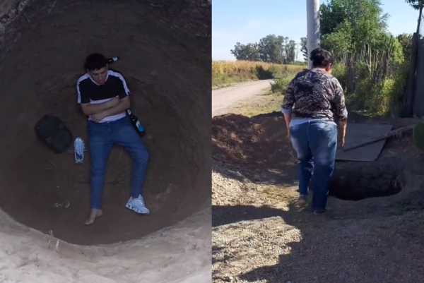 Una joven regresaba a su casa, encontró a un chico durmiendo en un pozo y se hizo viral: “Mejor ni salgan”