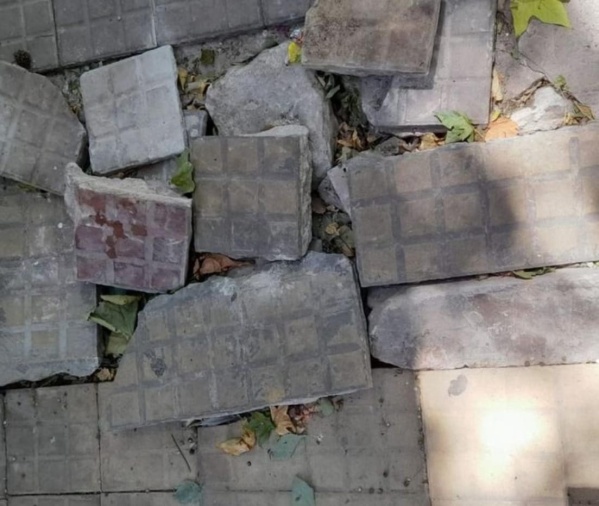 Platenses reclaman por la ruptura de la vereda ubicada en 50 entre 17 y 18