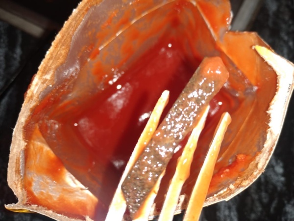 Una familia de La Plata encontró un fierro oxidado en un envase de puré de tomates