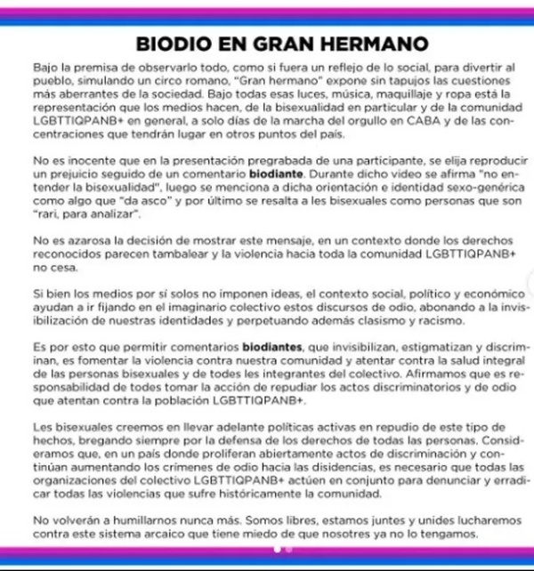 Comunidad bisexual organizó un "besazo bi": es en repudio a comentarios de Martina de Gran Hermano