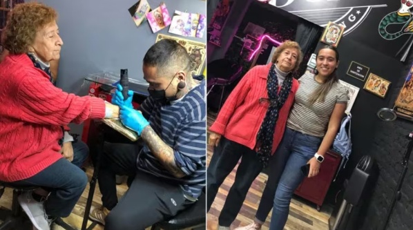 Una abuela rompe estereotipos y se tatúa "a escondidas de sus hijos" en un estudio de la Ciudad de México. (Facebook: Divino Dolor Tattoo Piercing)