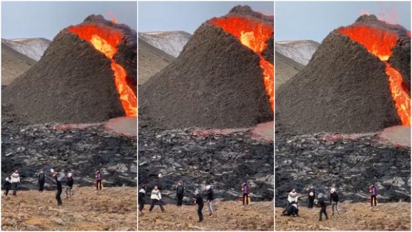 Con la pelota a todos lados: el video de los amigos que juegan al costado de un volc&aacute;n en erupci&oacute;n que da vueltas el mundo