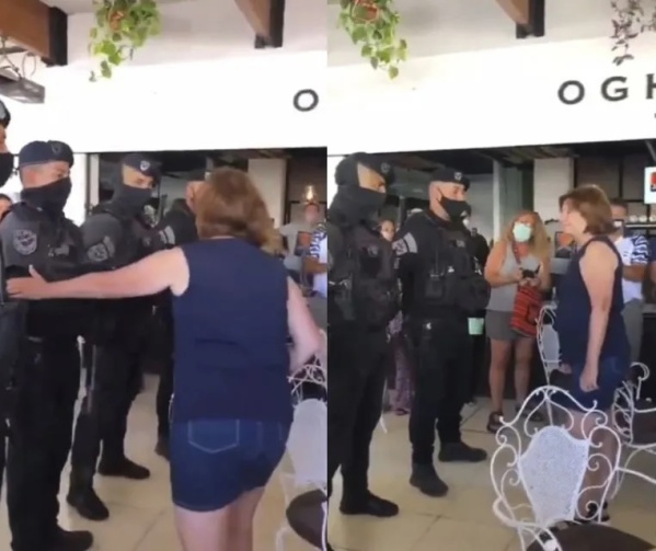 Sin barbijo, Patricia Bullrich subió un polémico video con policías y luego lo borró