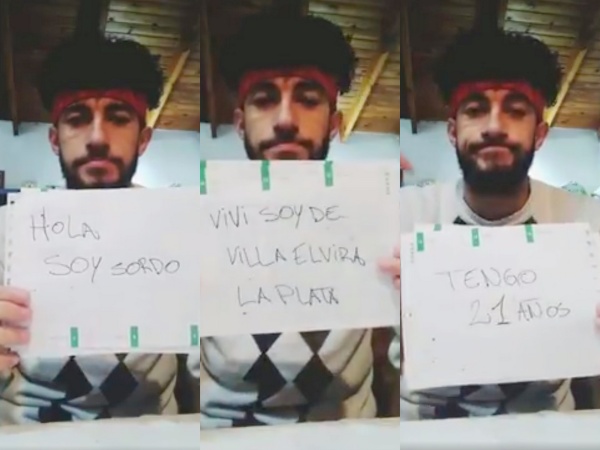 Con carteles, un joven sordo de La Plata grabó un video para poder conseguir trabajo