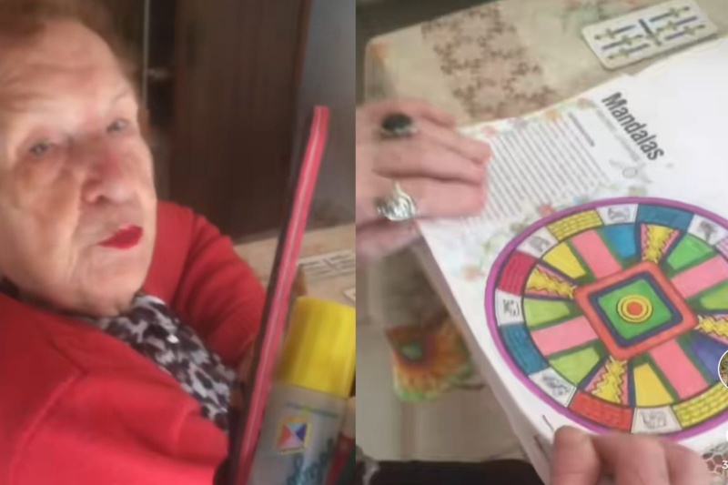 Una abuela enterneció a las redes sociales luego de mostrarle a su nieto las mandalas que colorea