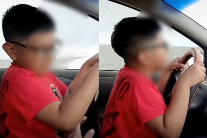 Otra vez la misma historia: un padre puso a su hijo menor al volante y lo filmó mientras se reía