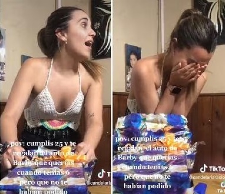 Un chica de 25 años emocionó a todos con su reacción al recibir el regalo que soñó desde chica