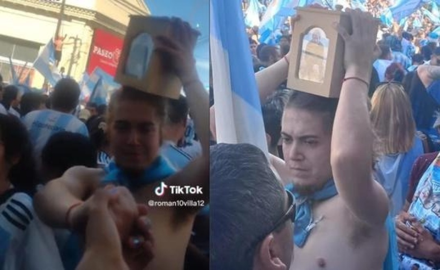 Salió con las cenizas de su padre y se volvió viral: ”Lo traje para festejar”