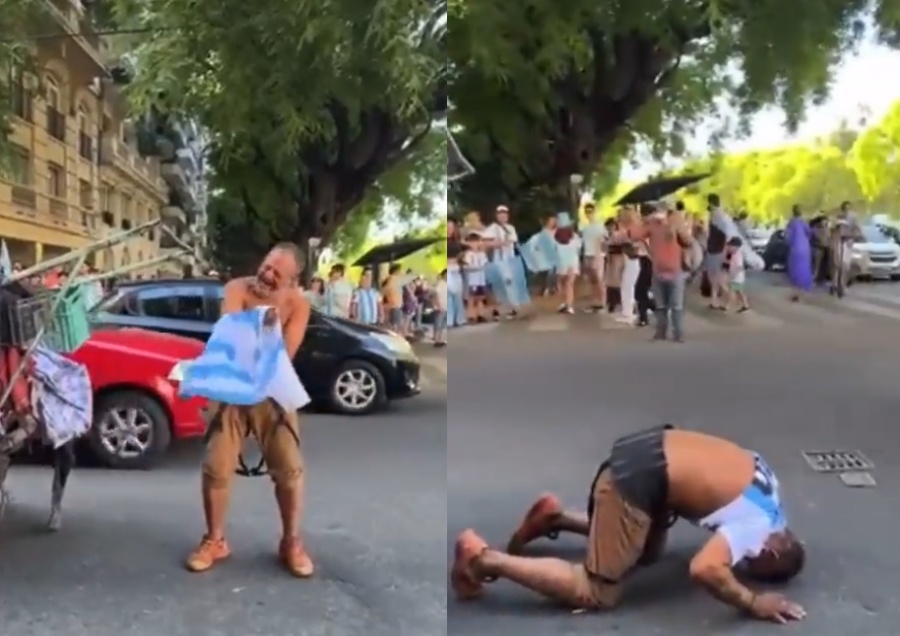 Un cartonero terminó arrodillado y a puro llanto tras un regalo muy especial que se volvió viral en medio de los festejos