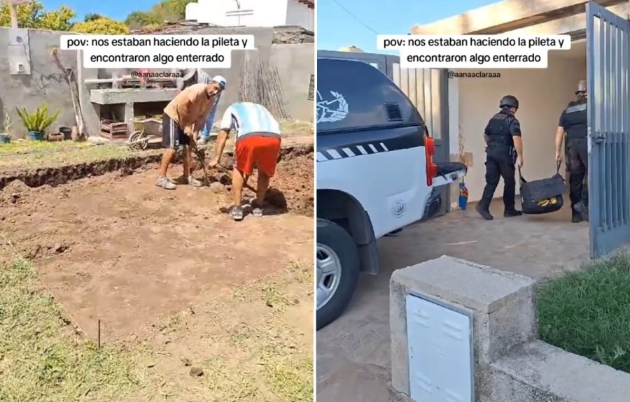 Hacían el pozo para la pileta, encontraron algo increíble enterrado y quedaron boquiabiertos: ”Casi la pasan bomba”