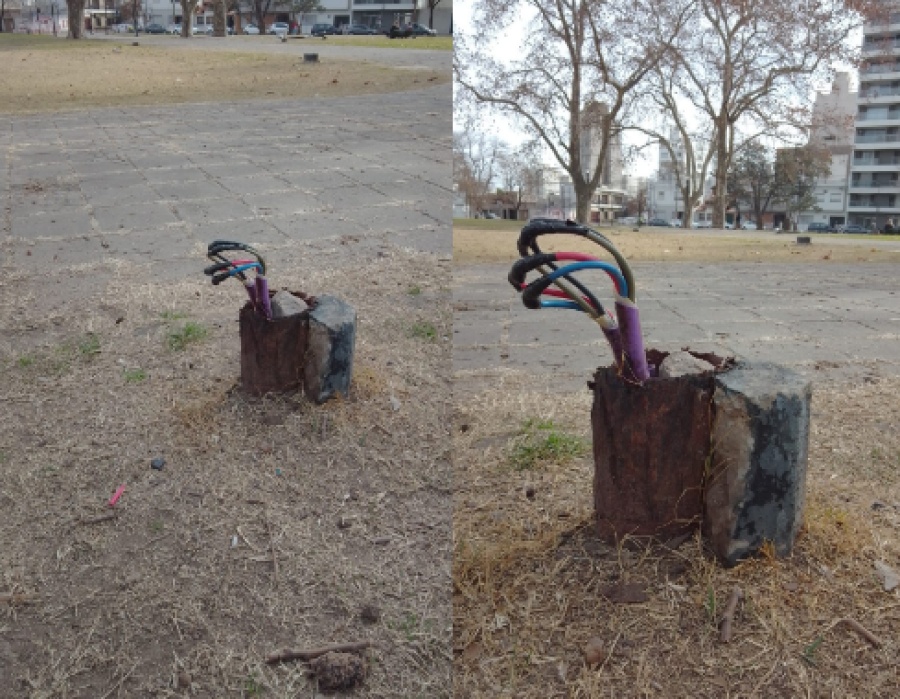 Denuncian ”cables pelados” en Plaza Belgrano de La Plata