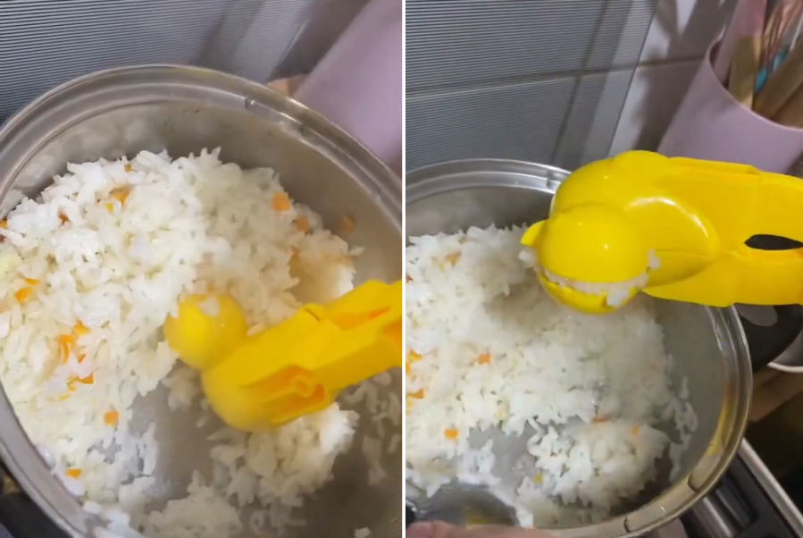 Usó un ”patito” para niños, le dio forma a una porción de arroz y se volvió viral: ”Adulto independiente”