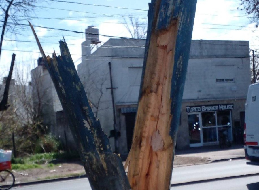 La desesperación de una comerciante de Los Hornos por un poste a punto de caerse: ”Está sobre las luces de mi local”