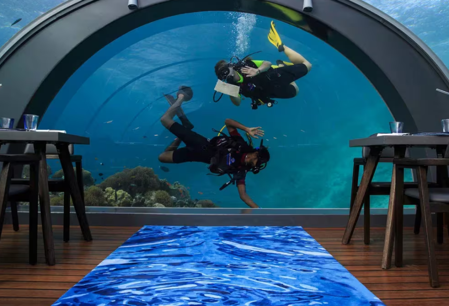 El impresionante restaurante submarino que es furor entre los turistas con platos lujosos