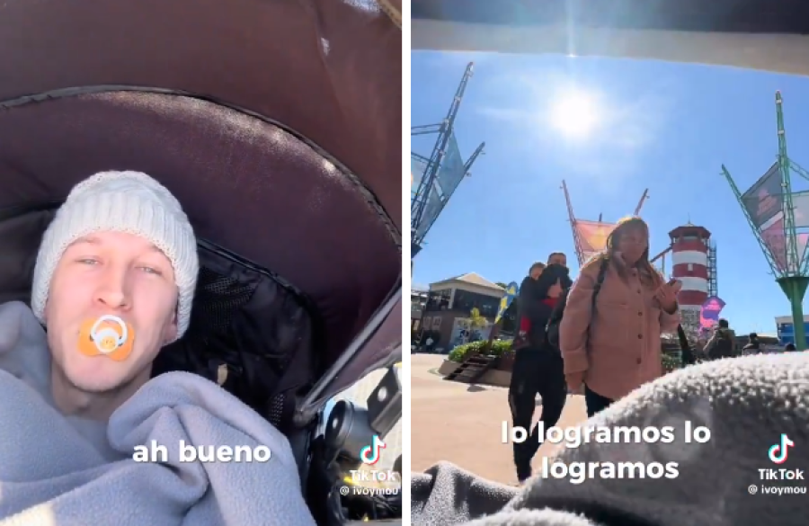 Simuló ser un bebé, entró gratis al Parque de la Costa y ardieron las redes sociales: ”Lo logramos”