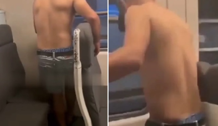 Indignante: dos chicos hicieron pis en el tren, los descubrieron y tuvieron que limpiar con su ropa