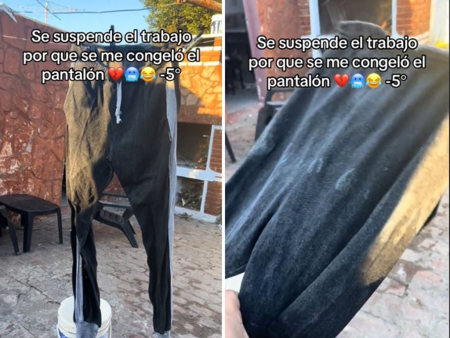 Lavó su pantalón para usarlo en el trabajo, pero se le congeló y se volvió viral