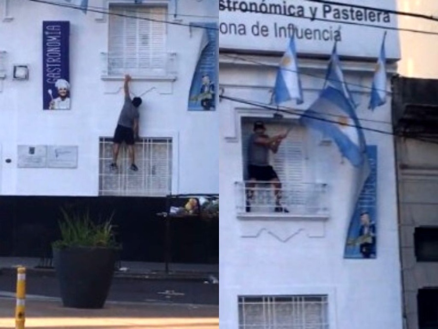La Plata, no lo entenderías: hizo parkour para agarrar una bandera y es viral