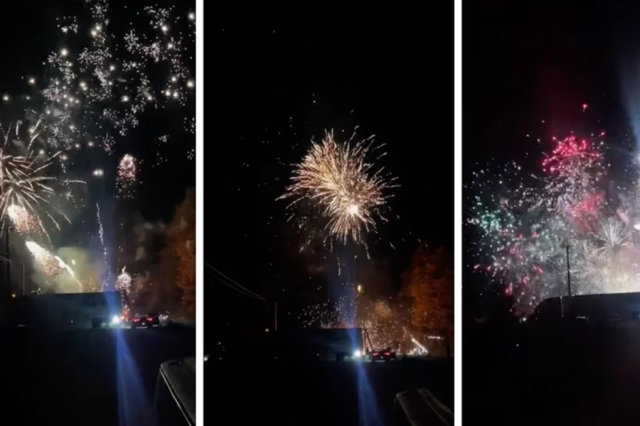 Un camión que transportaba fuegos artificiales chocó y provocó un espectacular show de pirotecnia que se volvió viral