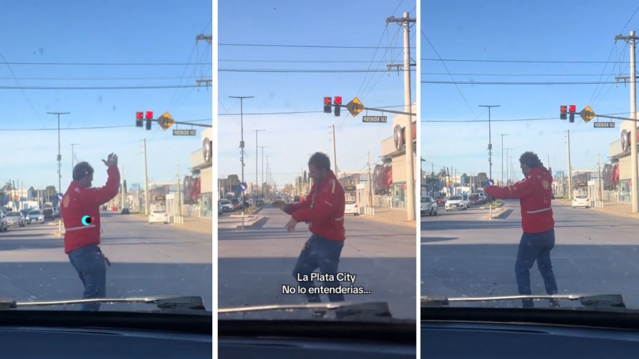 “La Plata… no lo entenderías”: un vendedor ambulante dio una performance en un semáforo y su baile se volvió viral