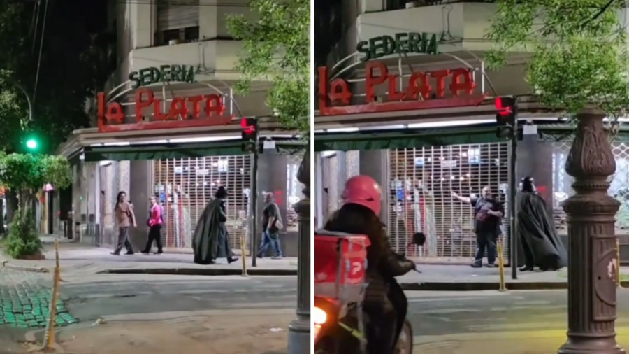 ¿El encuentro más inesperado? Un Hells Angels le pidió indicaciones a Darth Vader en La Plata y el momento se volvió viral