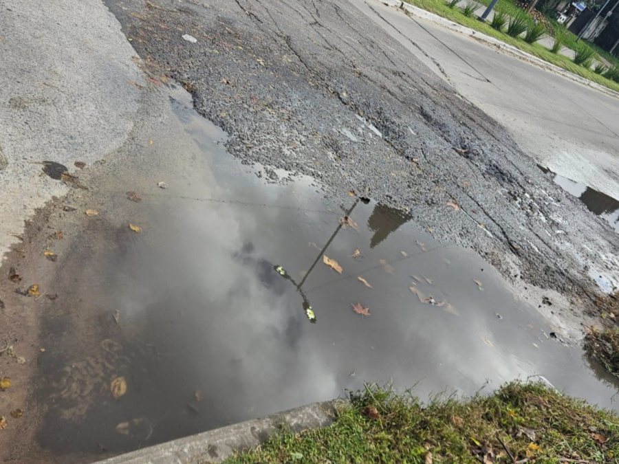 Pozos y charcos en plena Avenida 25: una trampa diaria para los autos