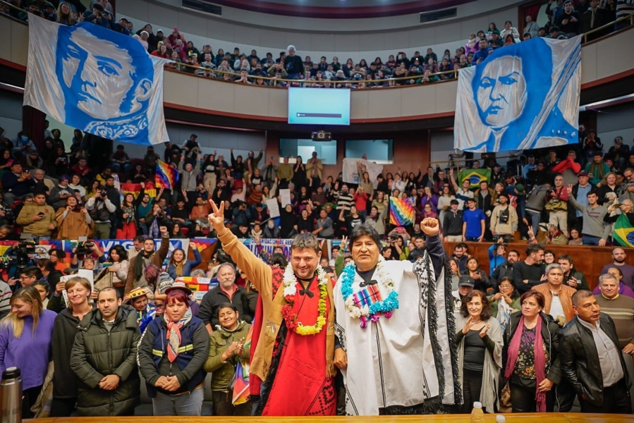 Evo Morales junto a Grabois en la UBA: ”Si el litio estuviera en manos de los Estados seríamos potencia mundial”