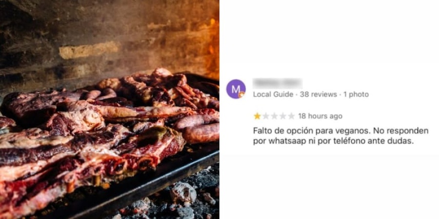 Un vegano dejó una crítica a una parrilla por falta de opciones y el dueño lo destruyó: ” no tenes verguenza”
