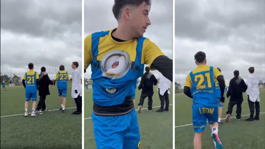 ”Bienvenido fútbol”: un equipo argentino fue grabado jugando con un inusual conjunto y se volvió viral