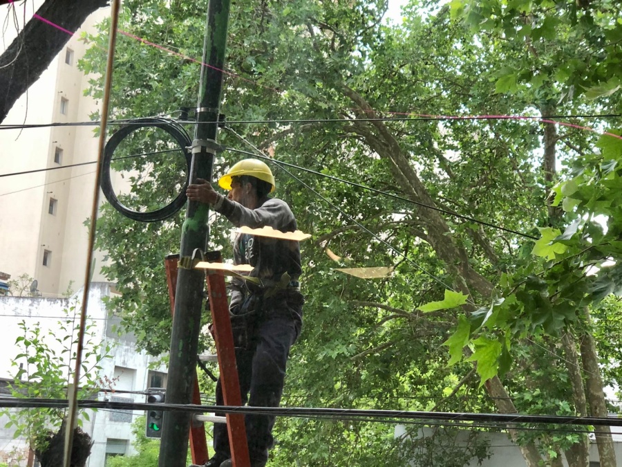 Es un peligro: en los postes de luz, Garro deja poner publicidad y cables de empresas privadas