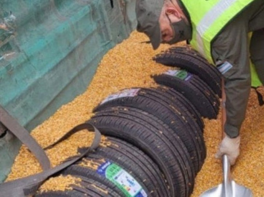 Intentaron ingresar 117 neumáticos en una carga de granos: Fueron interceptados por la Aduana