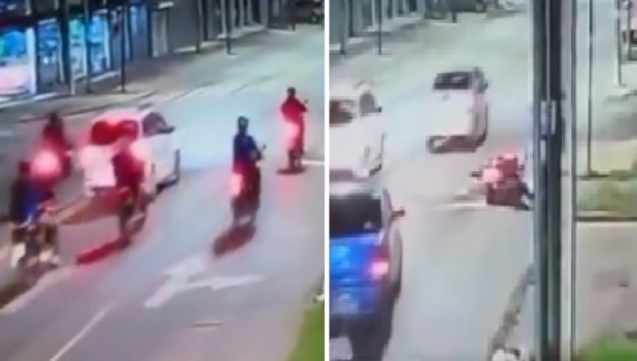 Ocho motochorros baleron a un policía de la Casa Rosada en medio de la calle