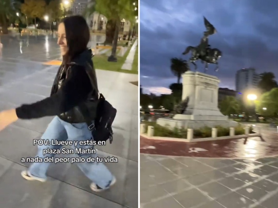 ”A nada del peor palo de tu vida”: la travesía de caminar un día de lluvia por plaza San Martín