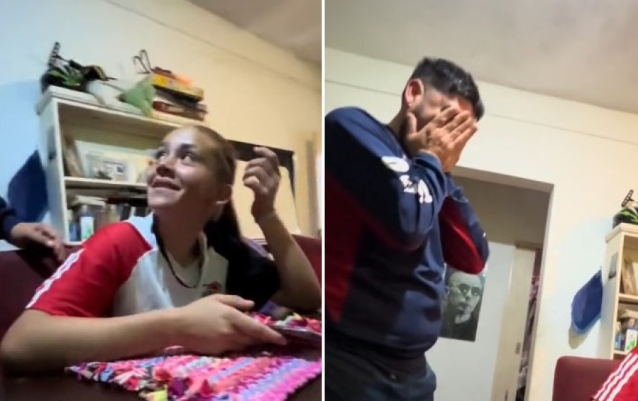 Es una joven promesa del fútbol, le dio la mejor noticia a su papá y tuvo que consolarlo: ”No llores, pa”