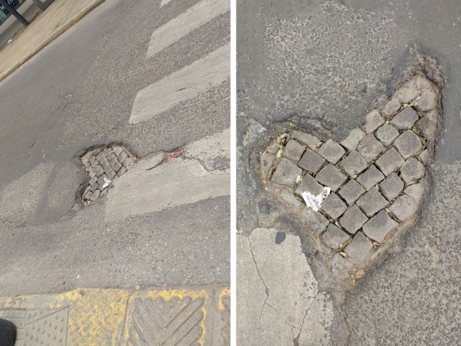 “Tenés que tener cuidado con los más chicos”: Reclaman por un pozo en plena zona comercial de 12 y 57