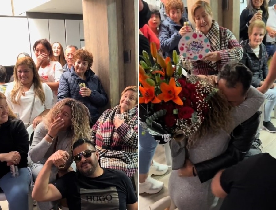 Festejaba su cumpleaños, esperaba el saludo de su hermano desde Canadá y él la tomó por sorpresa: ”Le ganó el abrazo”