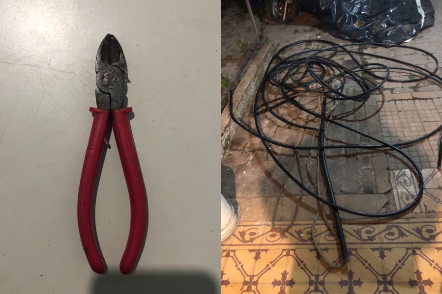 Delincuentes fueron detenidos con pinzas y cables robados en Villa Elisa