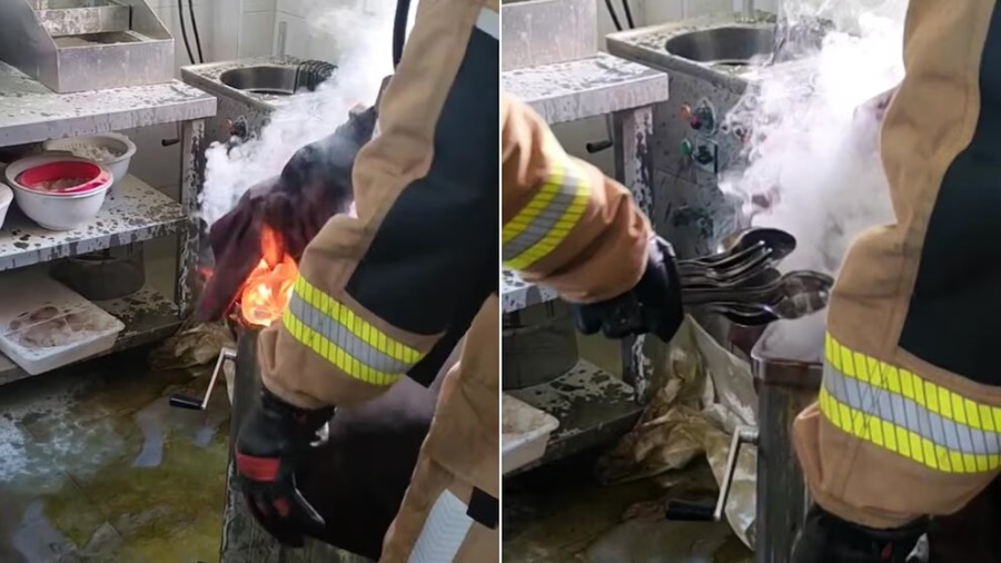 El truco inesperado de un bombero para apagar incendios en freidoras que se viralizó
