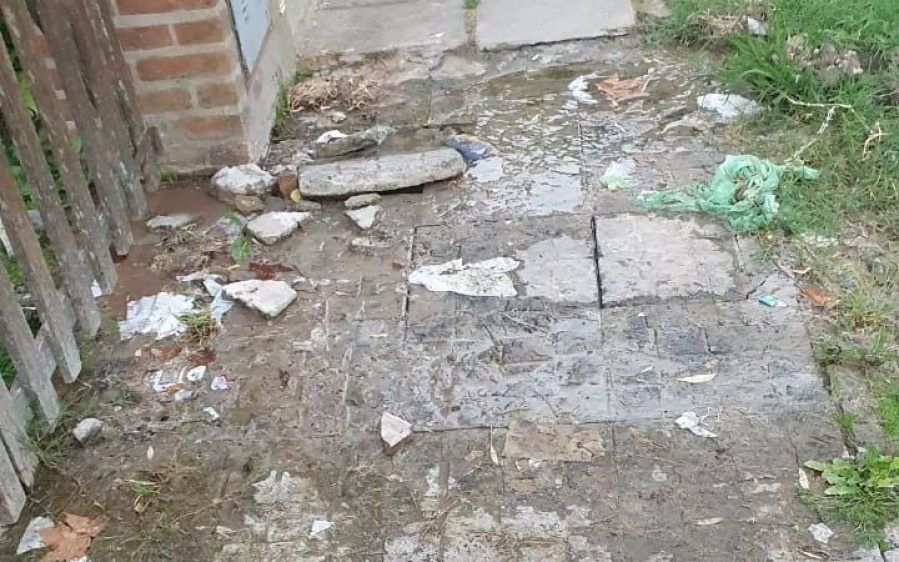 Vecino denuncia que las constantes pérdidas de agua le están destruyendo la vereda en 73 entre 25 y 26