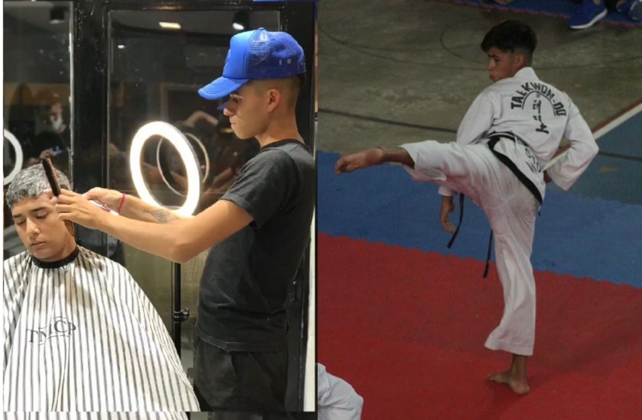 Un platense de 17 años, trabaja como peluquero y gracias a su oficio pudo consagrarse campeón nacional de taekwondo