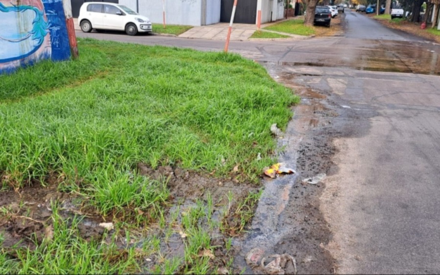 Afirman que el agua ”brota a borbotones” en una calle de City Bell y piden una solución